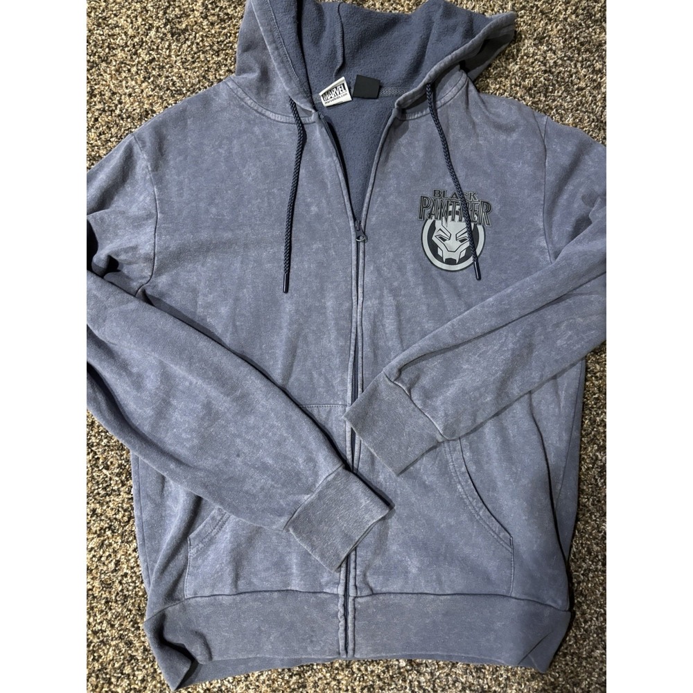 BLACK PANTHER MARVEL MED 38-40 Full Zip Gray Hoodie Hooded Sweatshirt